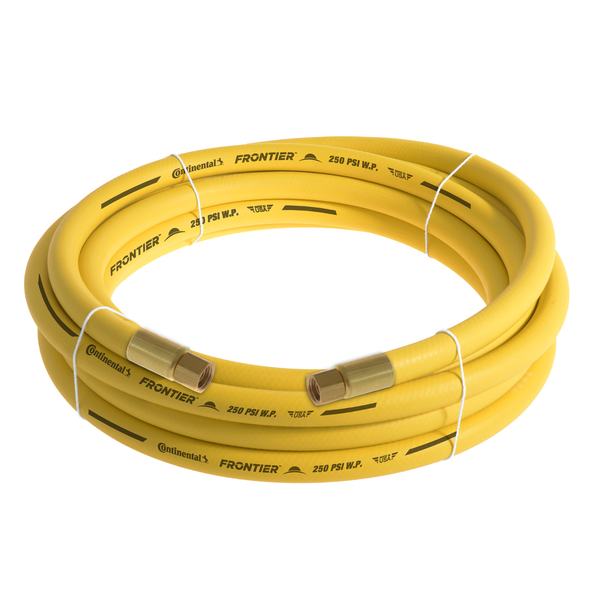 Continental 1/2" x 25' Yellow EPDM Rubber Air Hose, 300 PSI, 1/2" FNPSM x FNPSM HZY05030-25-41